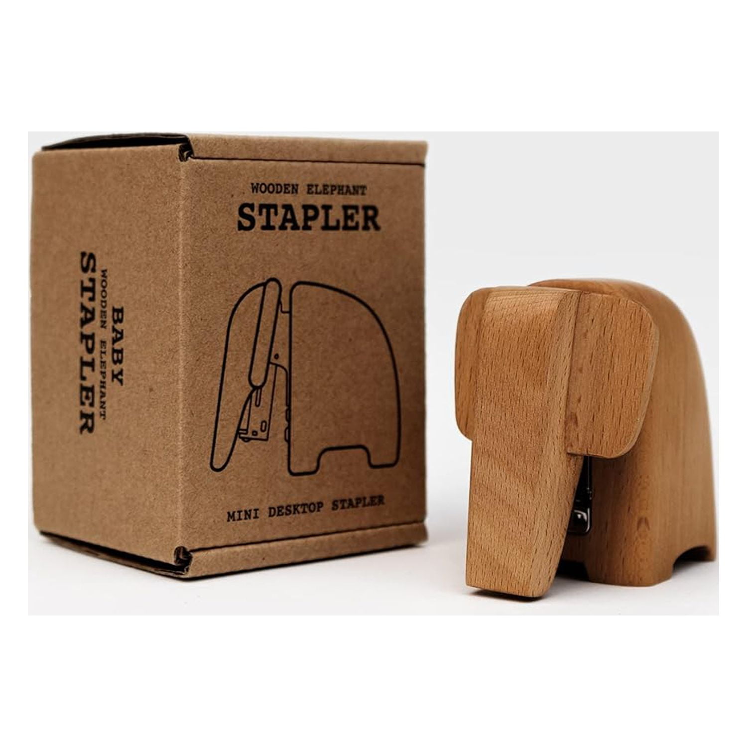 Suck UK Elephant Stapler | Elephant Gifts for Animal Lovers | Wooden Elephant Desk Accessories | Office Supplies for Unforgettable Desk Decor | Office Desk Staplers | Elephant Decor | Small