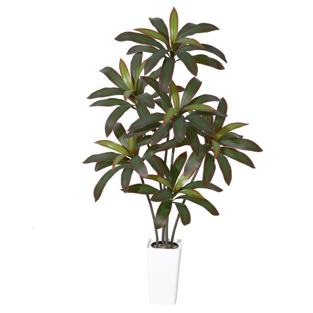 QinaQin Árbol artificial Dracaena de 4, 5 o 6 pies, hojas real touch y troncos multitonales, con maceta blanca alta para decoración interior