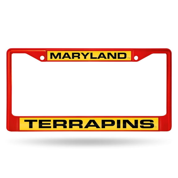 Maryland NCAA Terrapins Red Painted Metal Laser Cut License Plate Frame