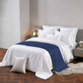 Navy Blue Solid Color Bed Runner Scarf for Queen Size Bed, Country ...