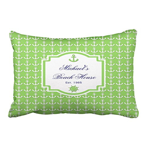 Winhome Rectangl Throw Pillow Covers Ships Anchor Lime Nautical