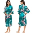 thumbnail image 1 of Albornoz tipo kimono de seda para mujer, túnicas de seda estilo Kimono con estampado floral, conjunto de noche cómodo disponible en talla grande XXXL, 1 of 3