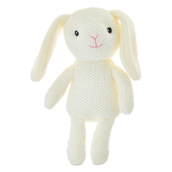 Small Knit Bunny Plush, White, 10.5", Easter by Way To Celebrate