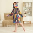 thumbnail image 4 of FORMRS Niños Bathrobe Unisex Hooded Robe Soft Plush Pajamas Sleepwear, Size 4-6T, Futuristic Circles, 4 of 7