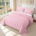 thumbnail image 3 of Manfei Classic Pink Plaid Twin Quilt Set,Vintage Check Twin Coverlet Set,2pcs,1 Bedspread and 1 Pillowcase, 3 of 7