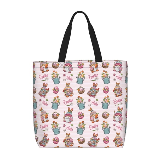 Balery Hello Easter Bolsa de Mano para Mujeres con Cremallera, Bolsa de Gimnasio con Compartimentos, Bolsa para Laptop, Bolsa para Trabajo