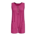 thumbnail image 6 of QATAINLAV Mother's Day Gifts! Rompers for Women 2025 Summer Casual Sleeveless Button Neck Short Jumpsuits Eyelet Embroidery Comfy Overalls with Pockets Hot Pink M, 6 of 9