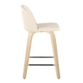 thumbnail image 3 of Toriano 24" Counter Stool Set of 2 - Cream Faux Leather & Natural Wood, Swivel, Chrome Footrest. Modern Kitchen Island Seating., 3 of 6