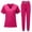 Hot Pink, variant on Minjewel Women's Round Neck Short Sleeve Scrubs for Women Set with Pockets, Lightweight & Professional Uniform for Nurses & Caregivers,Black L