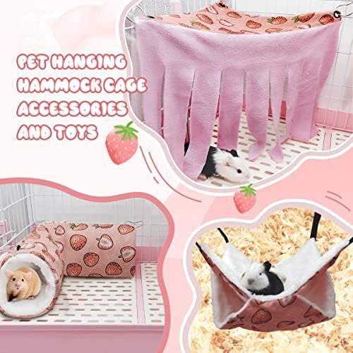Multi-Level Pet Hammock with Tunnel Hideout for Guinea Pigs, Ferrets, Hamsters, Sugar Gliders