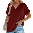thumbnail image 3 of Womens Summer Tops Short Dolman Sleeve Shirts 2025 Fashion V Neck Outfits Clothes Purple M, 3 of 9
