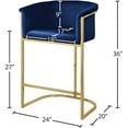 thumbnail image 3 of Meridian Furniture Donatella Navy Velvet Stool, 3 of 5