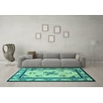 thumbnail image 3 of Ahgly Company Machine Washable Indoor Round Oriental Turquoise Blue Asian Inspired Area Rugs, 8' Round, 3 of 4