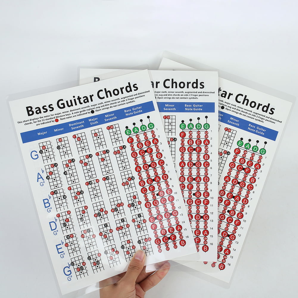 Details about   Electric Bass Guitar Chord Chart Chord Guitar Diagram 4-String Practice Diagram