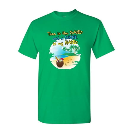 Toes In The Sand Summer DT Adult T-Shirt Tee (Best Summer Wear For Men)