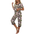 thumbnail image 3 of MINTREUS Women's Pajama Sets Short Sleeve Shirt and Capri Soft Pajama Sets with Pockets S-4XL, 3 of 7