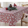 thumbnail image 5 of Newbridge Snowfall Snowflake Plaid Christmas Print Vinyl Flannel Backed Tablecloth, Contemporary Snowflake Design Easy Care Wipe Clean Xmas Tablecloth, 52 Inch x 52 Inch Square, Red, 5 of 6
