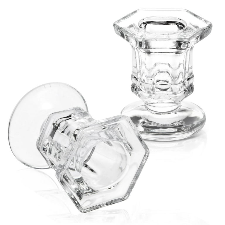 Short glass 2024 candle holders