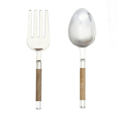 Two Piece Wood Wall - Urban Designs 2 Piece Aluminum and Wood Utensil Wall D cor Set