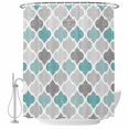thumbnail image 2 of Shower Curtains for Bathroom, Teal Grey Morocco Pattern Waterproof Fabric Shower Curtain, Turquoise Modern Moroccan Geometric Decorative Bathroom Curtain for Bathtub, 36"x72", No Hooks Included, 2 of 9