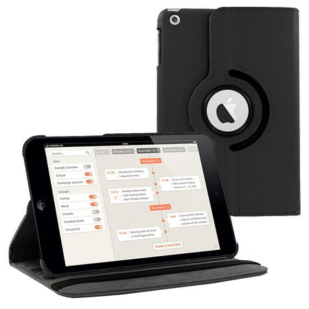 - iPad Mini 2, iPad Mini 3, ipad Mini, 7.9 Inch Case by KIQ 360 PU Leather Swivel Case Rotating Fitted Slim Cover Multi-View For Apple iPad Mini 1/2/3 (Black)