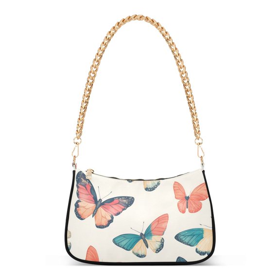 FORMRS Womens Shoulder Bag with Chain Strap Clutch Purse Cute Tote Handbag, Colorful Butterflies