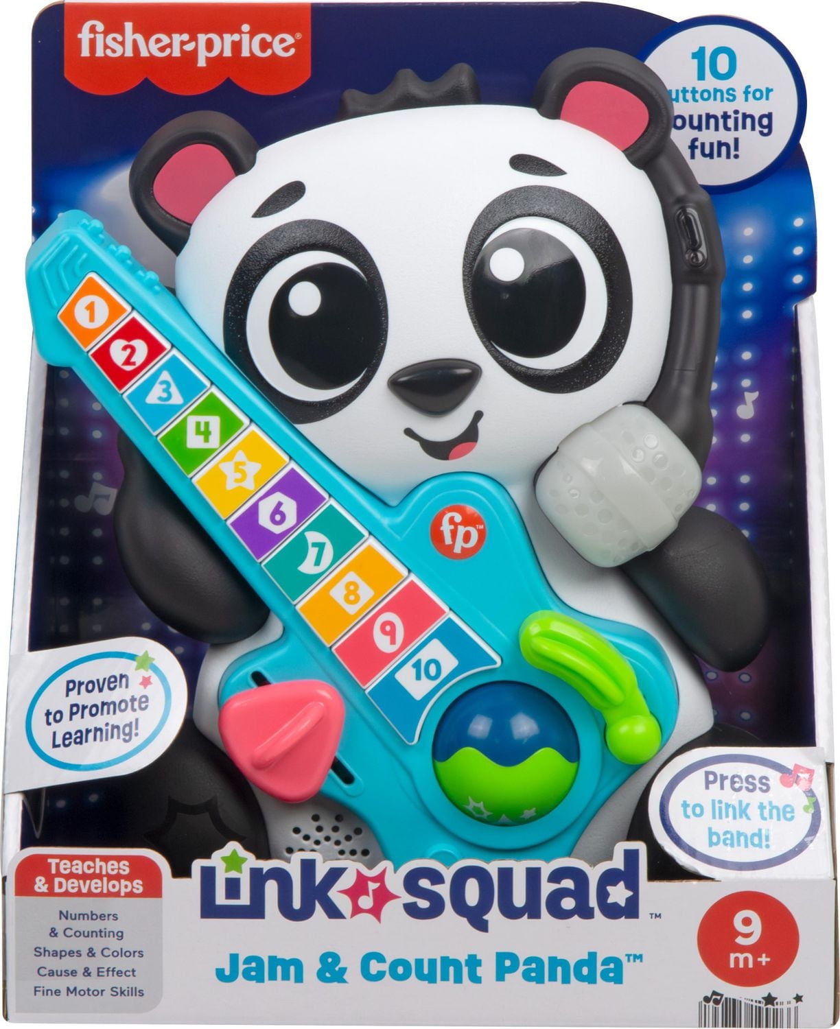 Fisher-Price Link Squad Jam & Count Panda Baby Learning Toy with Music & Lights, 9+ Months