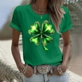 thumbnail image 4 of Zwiiyzr Womens St Patricks Day Clover Print Pullover Short Sleeve Casual T-Shirt Shamrock Green Theme Soft Comfortable Festival Party Wear Top Green, 4 of 6