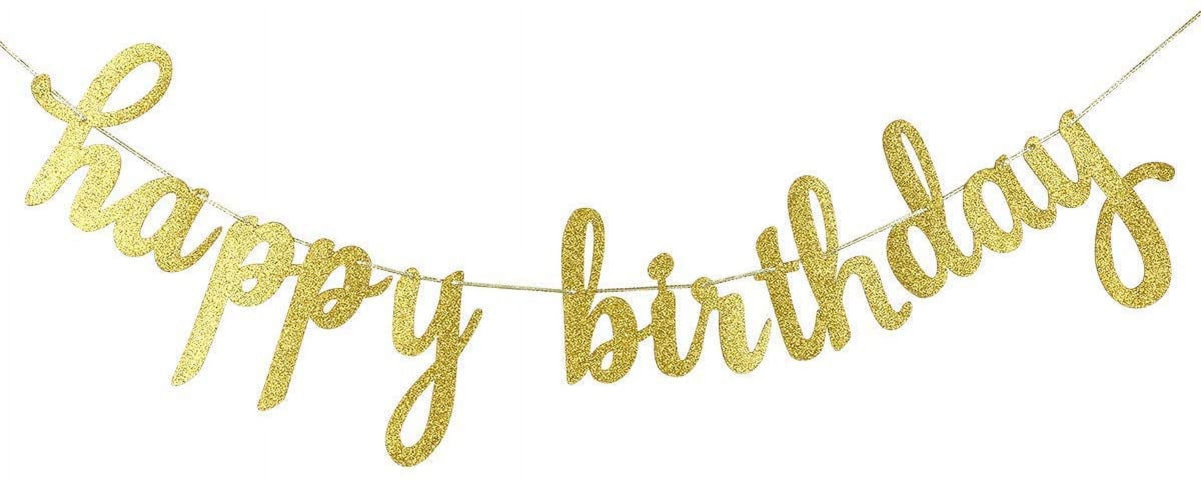 Pink Happy Birthday Banner With Gold Letters - 9ft Swallowtail Bunting For Party Decor - View #4