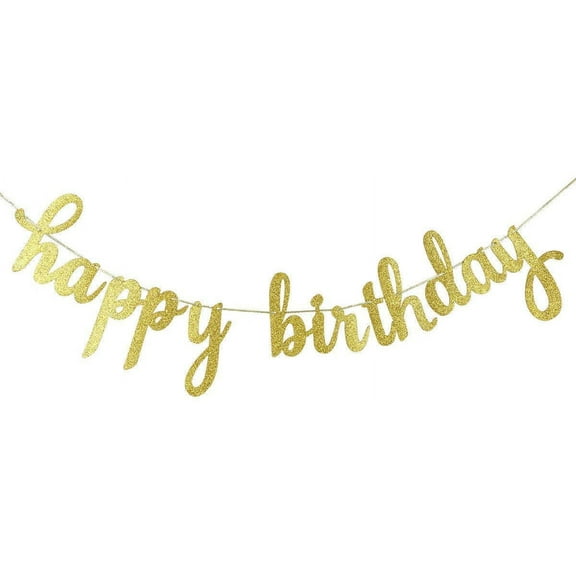Gold Glitter Happy Birthday Banner Gold Happy Birthday Sign Happy Birthday Garland for Birthday Party Banner Decorations