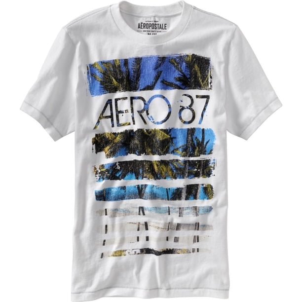 Camiseta gráfica Aeropostale para hombre Surf Crew, azul, grande