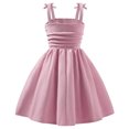 thumbnail image 5 of Xdegoge Girls Bow Detail Strap Dress with Pockets and Cinched Waist, Cute Princess Style for Weddings and Formal Events, 5 of 8