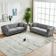 thumbnail image 2 of Newest 3+3 Seater ‌velvet upholstery fabric Sofa with Roll Armrest & Nailhead,Upholstered Mid Century Modern Couch,3 Seater & 3 Seater Couch for Living Room, Office, Apartment, Gray, 2 of 9