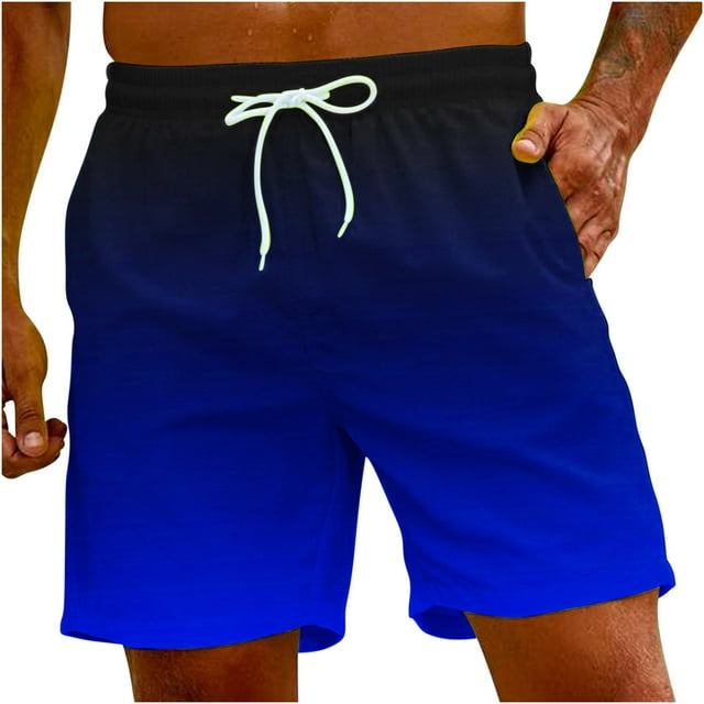FAIWAD Mens Summer Gradient Shorts Casual Classic Short Pants Elastic Waist Drawstring Comfort Beach Shorts