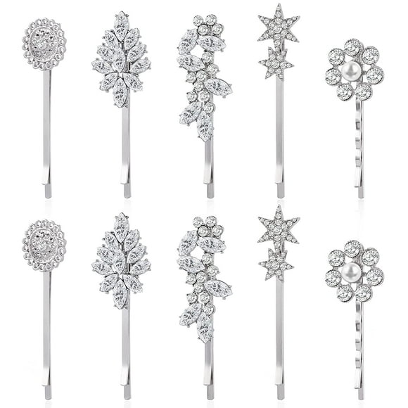 10 Pieces Crystal Hair Pin Vintage Rhinestone Bobby Pin, Crystal Hair Pins Decorative Rhinestone Hair Barrettes for Wedding, Elegant Bridal Hairpins Decorative Hair Pins