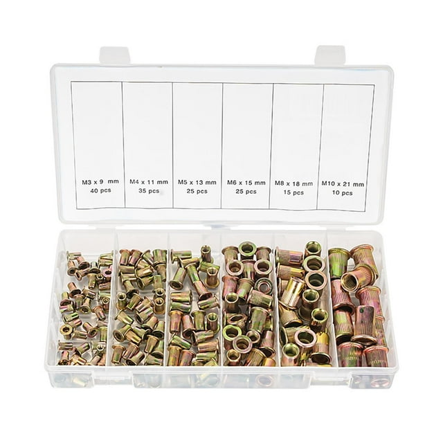 Almencla 150x Écrous à Rivet Assortiment Kits Tête Plate Fixations Métalliques Filetées pour Métal