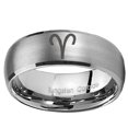 thumbnail image 2 of Tungsten Aries Zodiac 8mm Brushed Gray Dome Polished Edges Men Ring, 2 of 2
