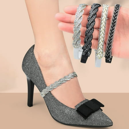 

Xinyolin 1 Pair Shoe Straps Anti-skid Anti Falling Button Snap Design High Elasticity Adjustable Holding Rhinestone High Heels Bundle Shoelaces Shoe Accessories