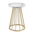 thumbnail image 3 of Pemberly Row 16" Wood Side Table with Metal Caged Base - White Marble / Gold, 3 of 6