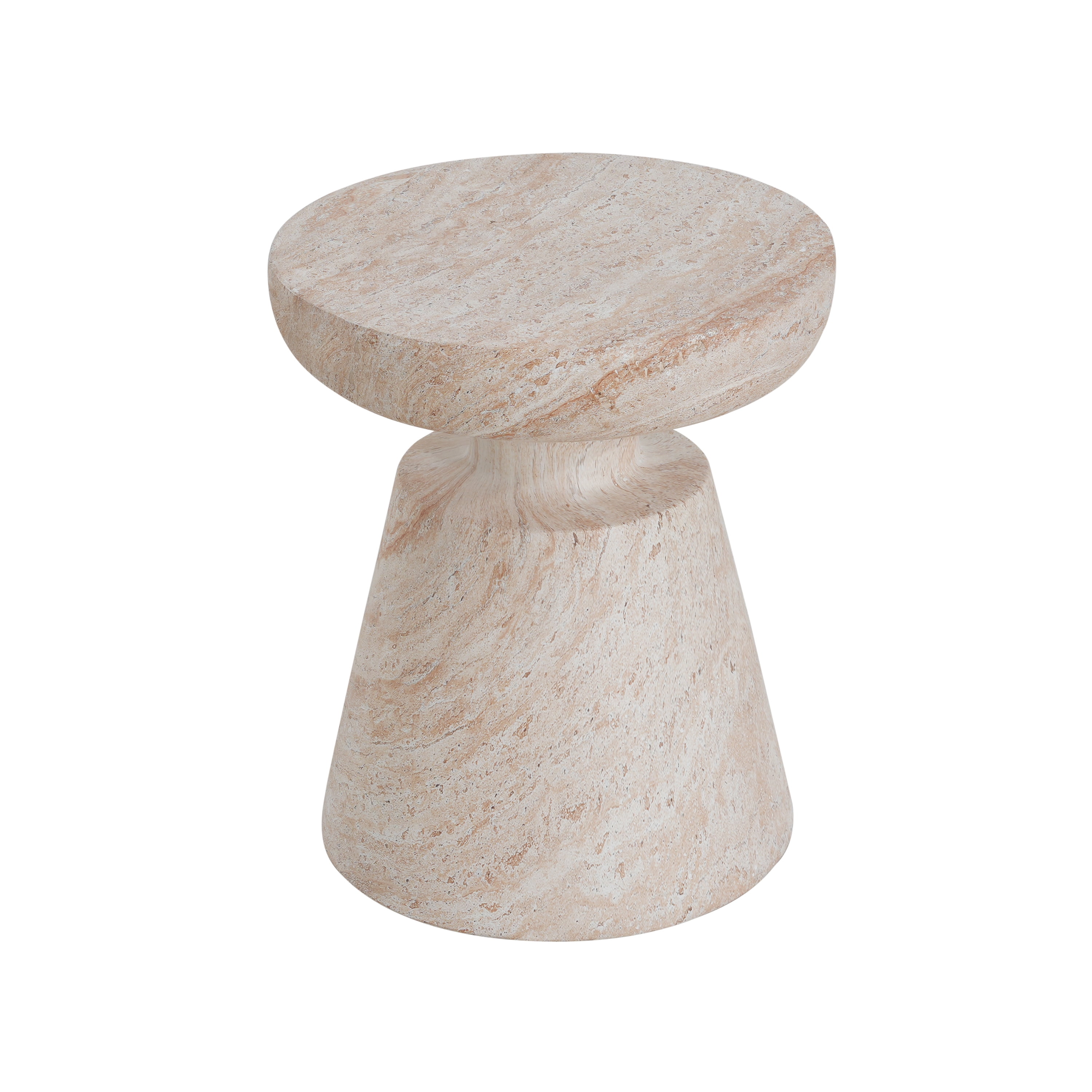 Side Table, Outdoor Indoor Lightweight Concrete Table for Patio Balcony Garden, Travertine Finish