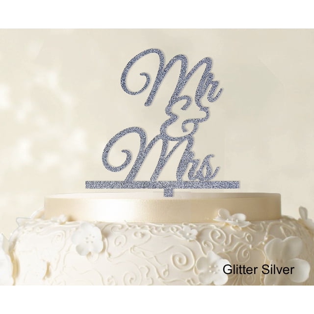 Printtoo Mr Mrs Wedding Cake Topper Glitter Cake Topper Color Option Available 4-5 Inches Wide