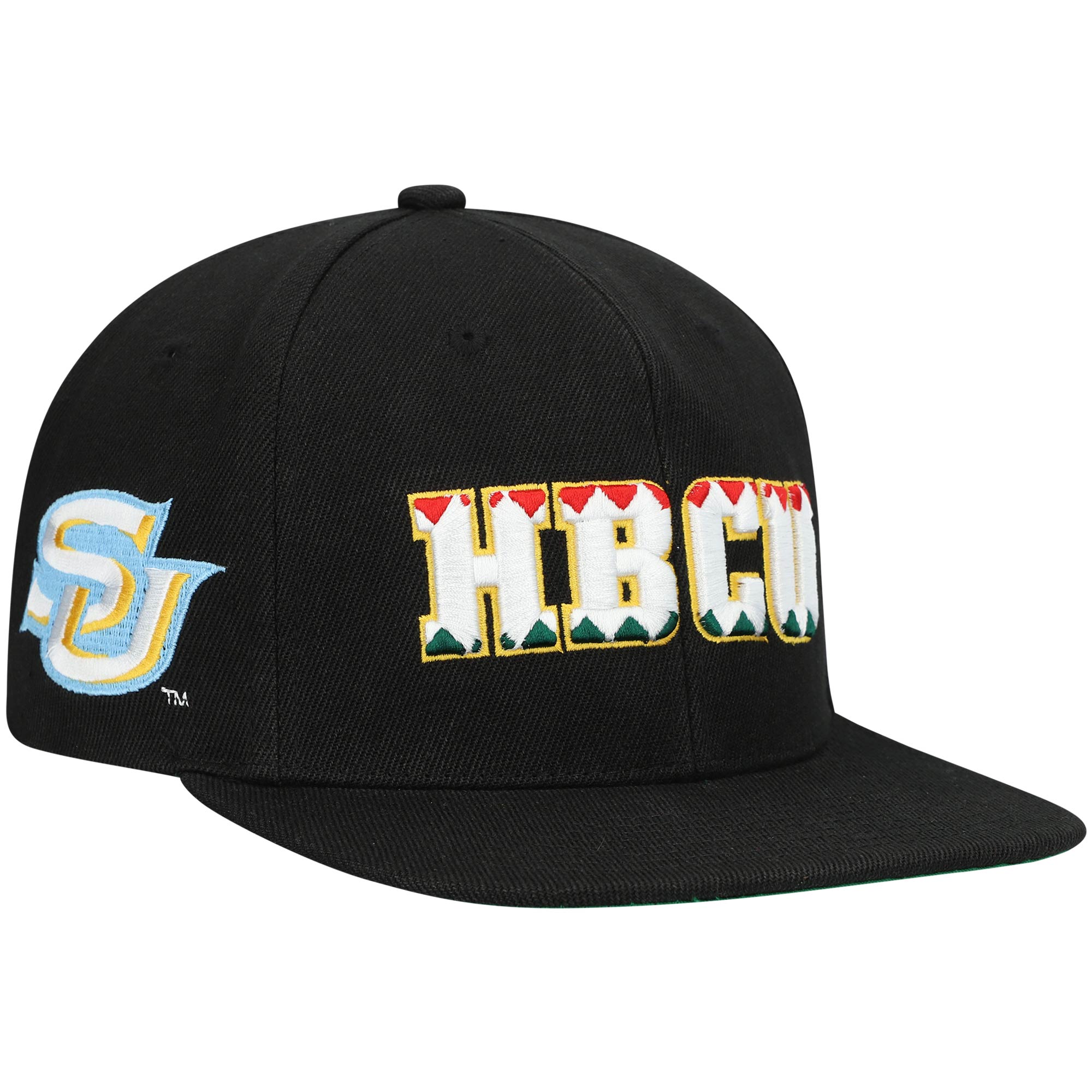 Black Camo Flatbill Fitted Hat Cap 