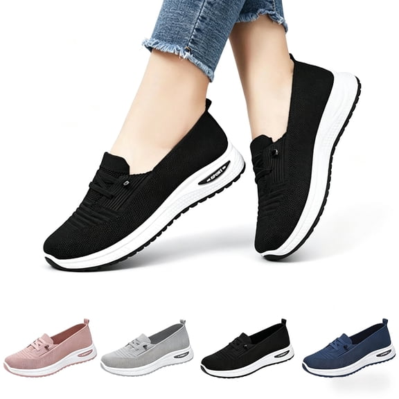 Women's Slip On Walking Shoes, Breathable Mesh Arch Support Sneakers, Summer Outdoor Beach Walking Shoes Comfort Non-Slip Orthopedic Casual Shoes for All Day Wear