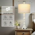 thumbnail image 4 of 27.5" Tall Table Lamp for Living Room Set of 2, Vintage Farmhouse Table Lamps with USB C+A Ports, 3-Way Dimmable Touch Bedside Lamps, Tradition Bedroom Lamps for Nightstand Side End Table Desk, White, 4 of 17
