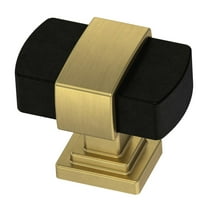 Wrapped Square 1-3/16 In. (30mm) Brushed Brass And Matte Black Cabinet Knob