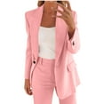 thumbnail image 5 of Arnsht (S-5XL) Plus Size Women Blazer Oversized Long Sleeve Solid Color Lapel Button Business Casual Office Suit Jacket Pink XXXXXL, 5 of 8