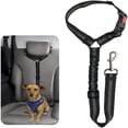 thumbnail image 1 of Correa de nailon para perros, arnés universal ajustable para coche para perros y gatos con absorción de impactos, correa de seguridad duradera para mascotas para viajes (negro), 1 of 5