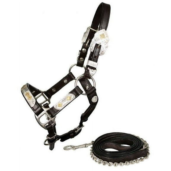 Showman Mini Size Leather Silver Show Halter