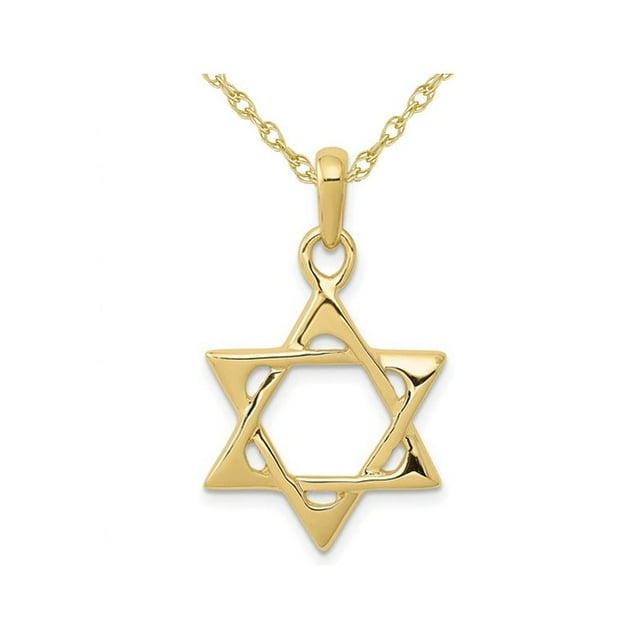14K Yellow Gold Star Of David Pendant Necklace with Chain
