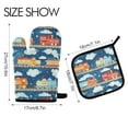 thumbnail image 2 of Yayeee Oven Mitts and Pot Holder Set of 2 Heat Resistant Kitchen Gloves Baking Hot Pad, Blue Cute Train Pattern, 2 of 5